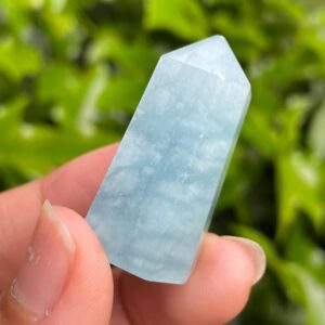Mini Aquamarine Crystal Tower: Polished Gemstone Point (35x23mm, 18.6g)