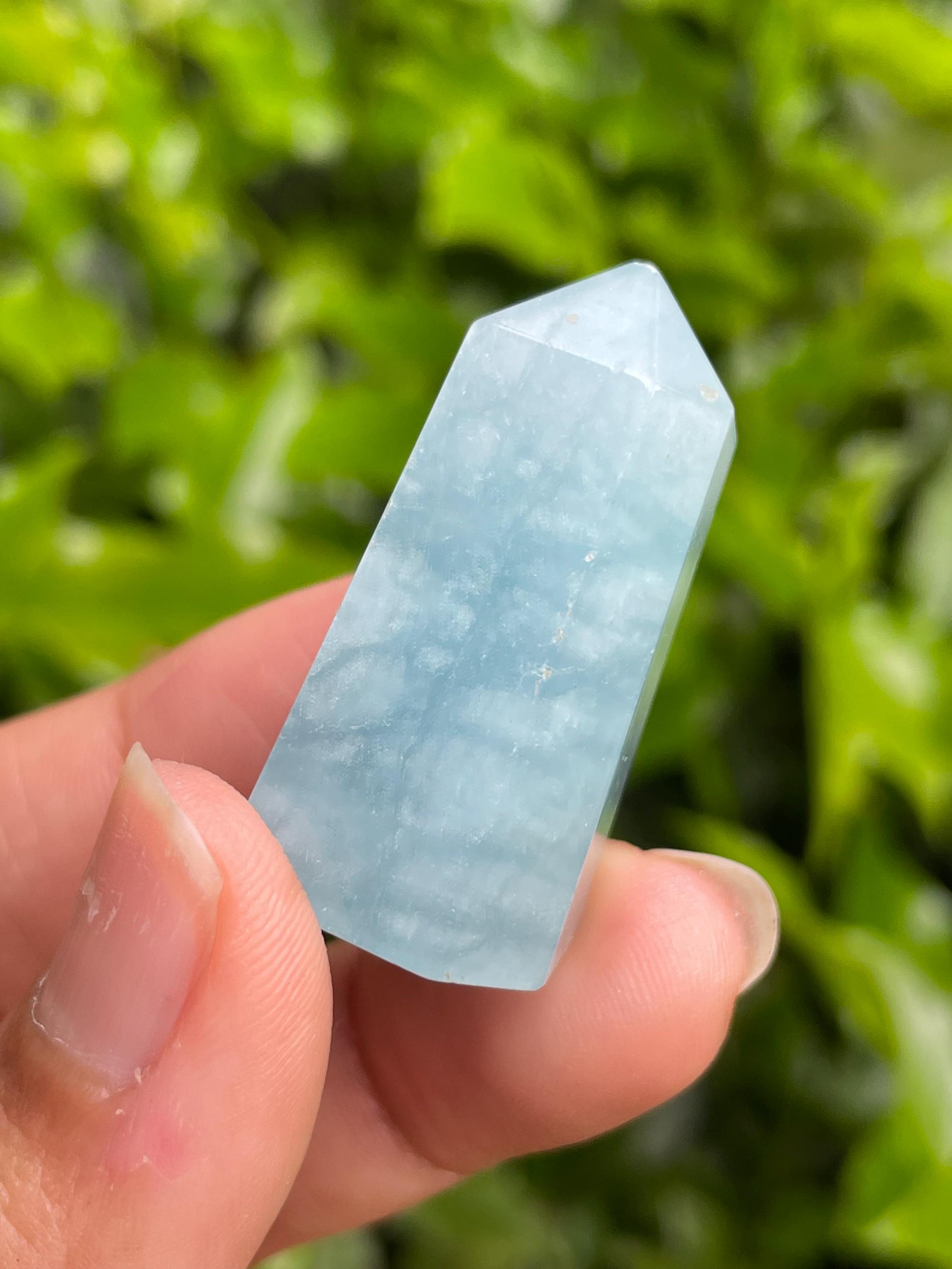 Mini Aquamarine Crystal Tower: Polished Gemstone Point (35x23mm, 18.6g)