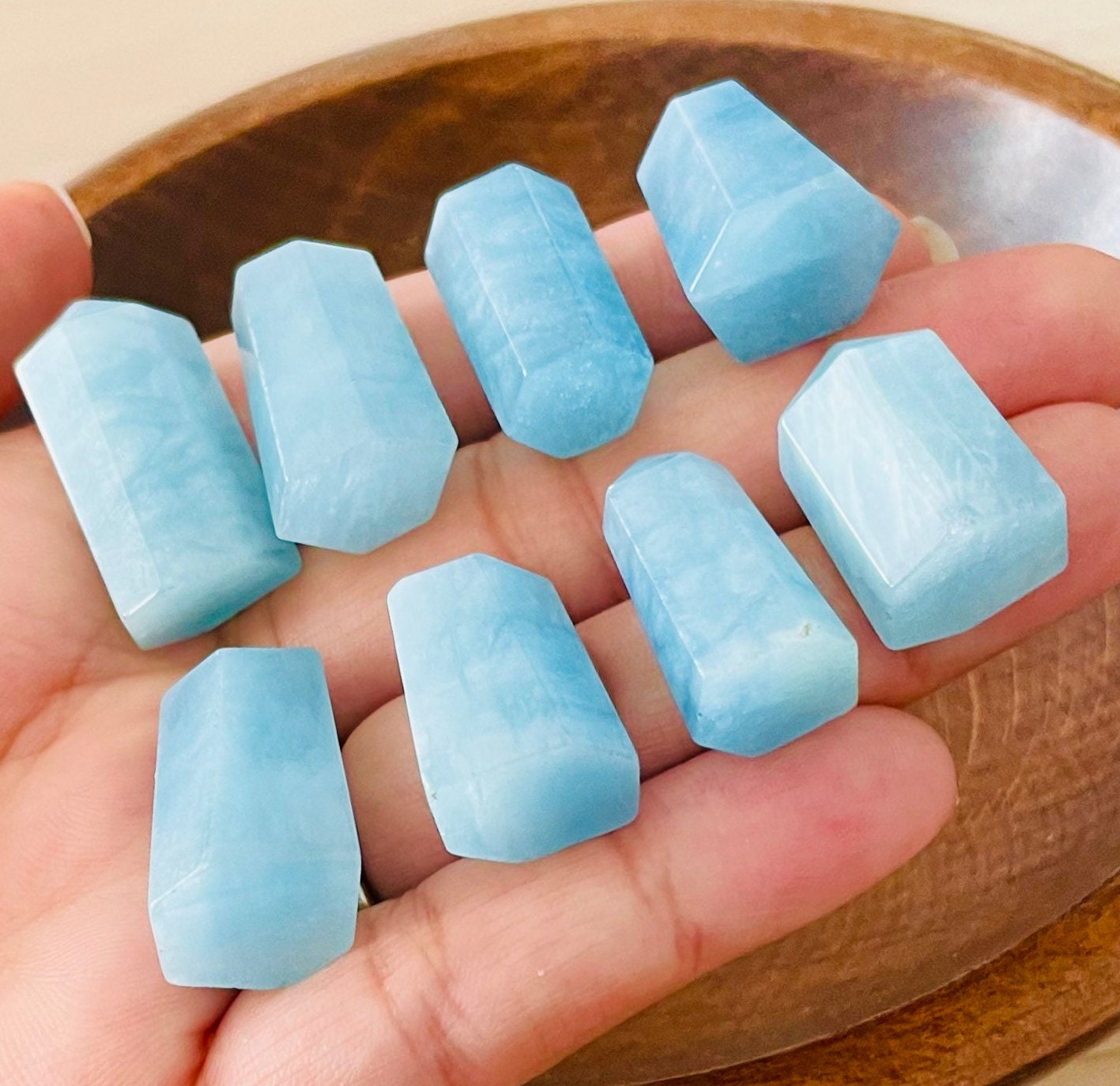 Mini Aquamarine Crystal Tower: Polished Gemstone Point (5-8 Grams) Mini Aquamarine Crystal Tower: Polished Gemstone Point (5-8 Grams)