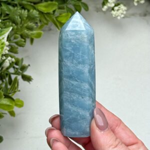 Aquamarine Point | 75g | - #10 (polished Blue Crystal Tower, Throat Chakra, Healing Stone, Peace)