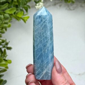 Aquamarine Point | 69g | - #5 (polished Blue Crystal Tower, Throat Chakra, Healing Stone, Peace)