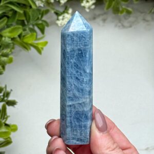 Aquamarine Point | 63g | - #6 (polished Blue Crystal Tower, Throat Chakra, Healing Stone, Peace)
