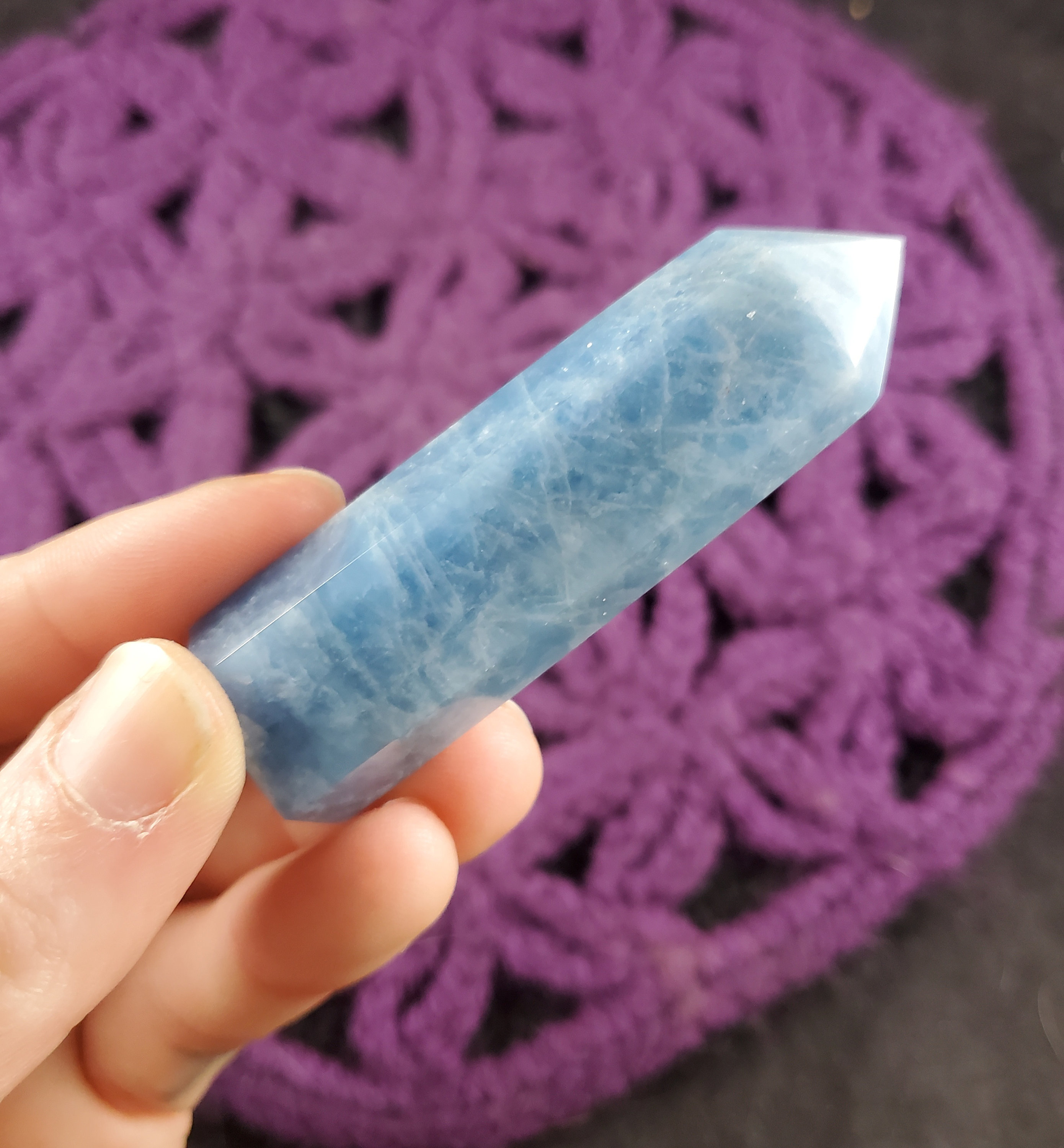 Aquamarine Tower Polished Crystal Point Stones Crystals Self Standing Obelisk Natural Gemmy Throat Chakra