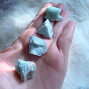 Raw Aquamarines, Set Of Four Raw Healing Crystals, Throat Chakra, Exact Ones Pictured