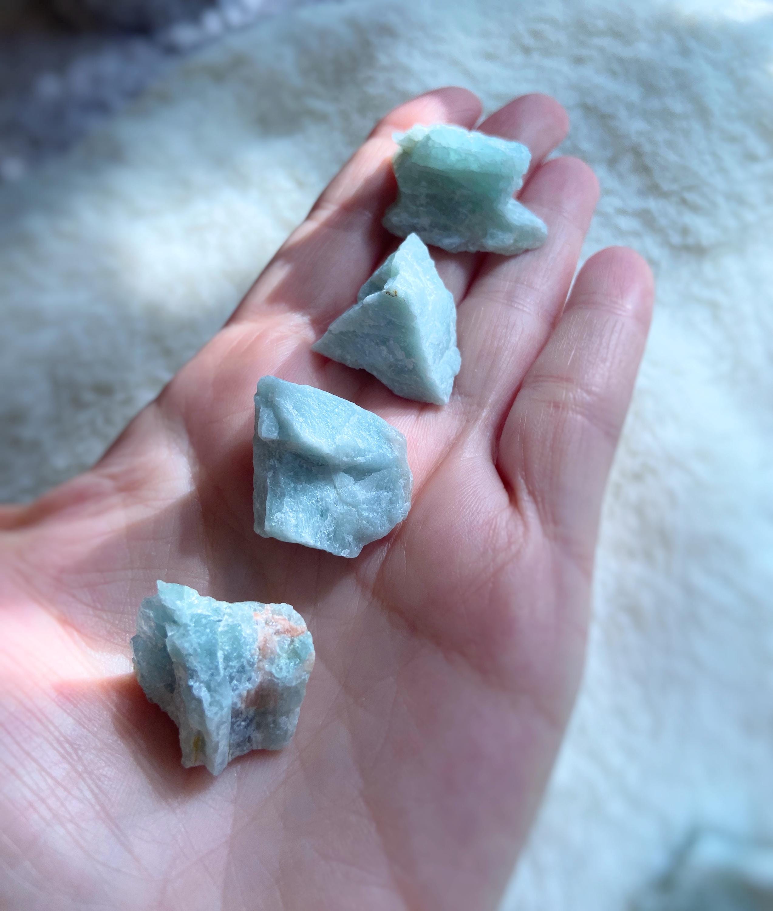 Raw Aquamarines, Set Of Four Raw Healing Crystals, Throat Chakra, Exact Ones Pictured