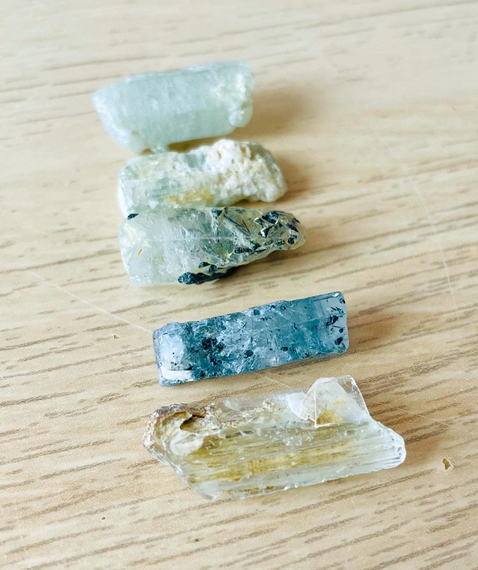 Raw Aquamarine Crystal Bar Set (14.9g) Rough Aquamarine Stones, Clear Blue Natural Gemstone Raw Crystals