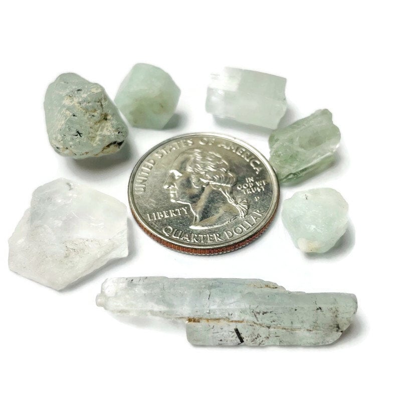 Raw Aquamarine Crystal: Light Blue Beryl Gemstone (10-37mm) 12.40g