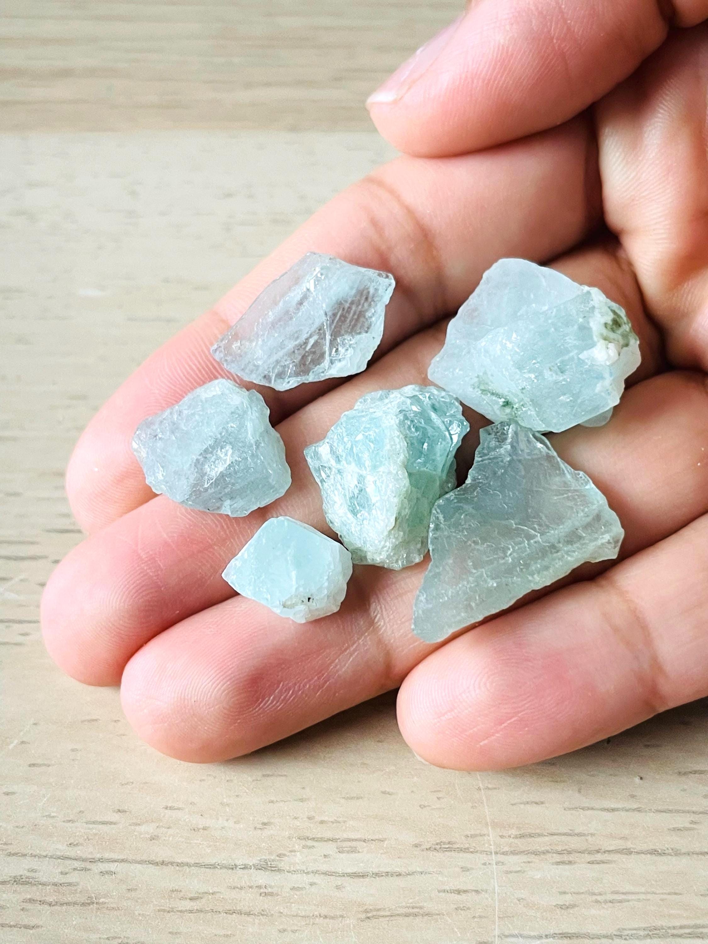 Raw Aquamarine Crystal Lot, Semi Terminated Clear Light Beryl Gemstones (14.4g)