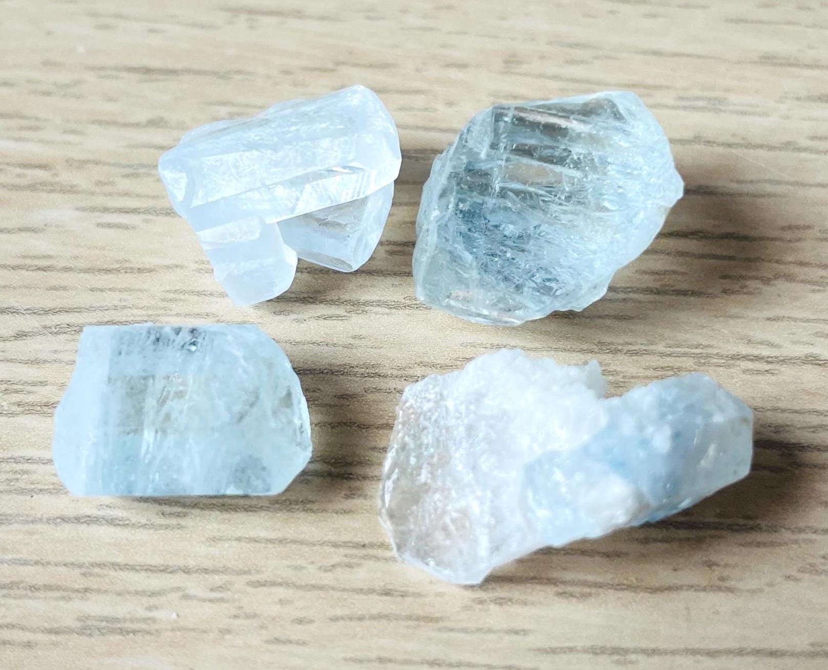 Raw Aquamarine Crystal Lot, Terminated Clear Light Blue Beryl Gemstones (9.4g)