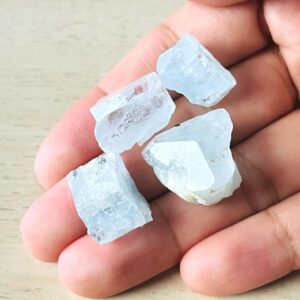 Raw Aquamarine Crystal Lot, Terminated Light Blue Beryl Gemstones (17.1g)