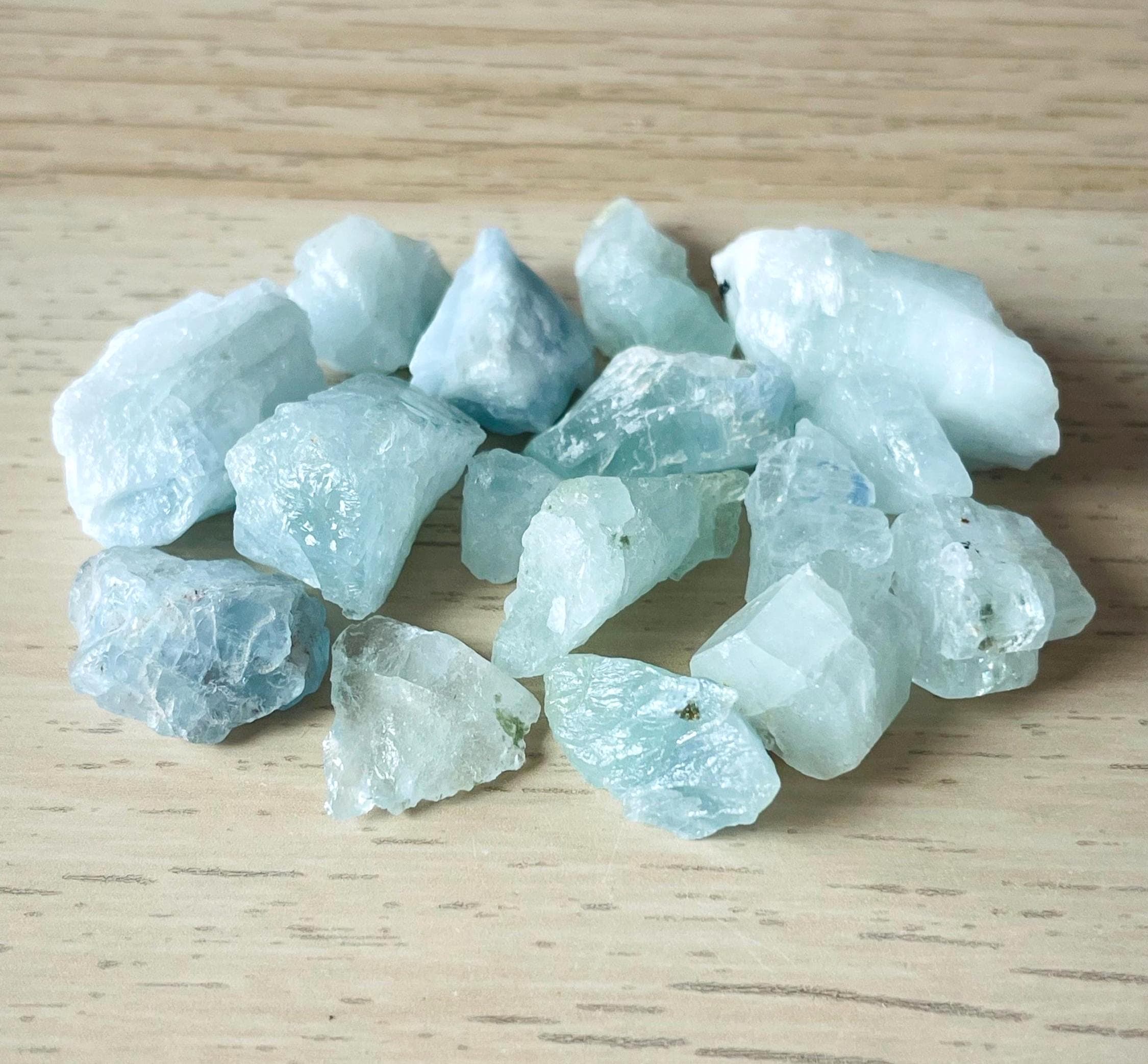 Raw Aquamarine Crystal Lot, Terminated  Light Blue Beryl Gemstones (34.2g)