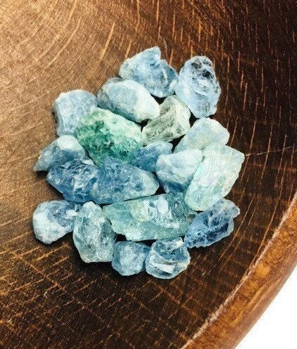 Raw Aquamarine Crystal Pair: Natural Rough Gemstone (4-10mm)