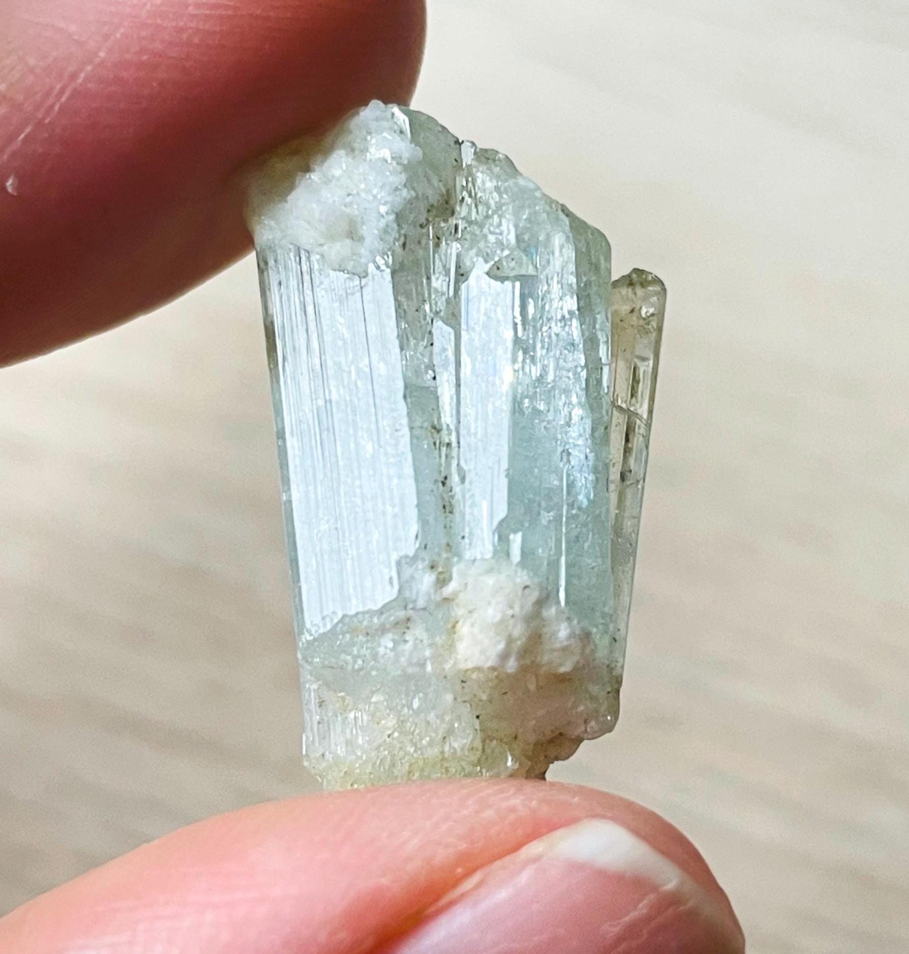 Raw Aquamarine Crystal, Terminated Fan Light Blue Beryl Gemstone (4.6g)