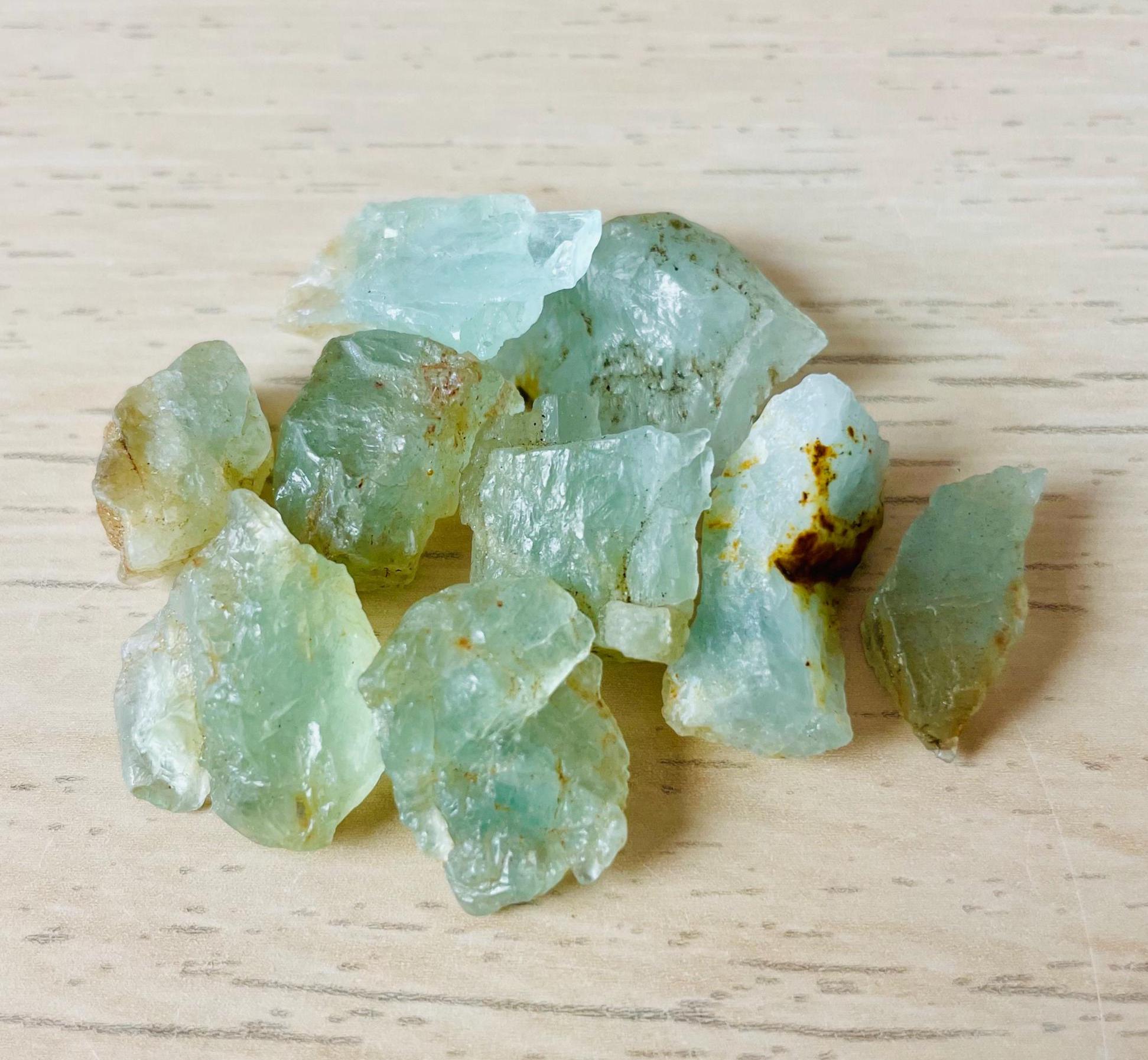 Raw Aquamarine Crystals (17.7g) Rough Aquamarine Stones, Blue Brown Natural Gemstone Raw Crystals