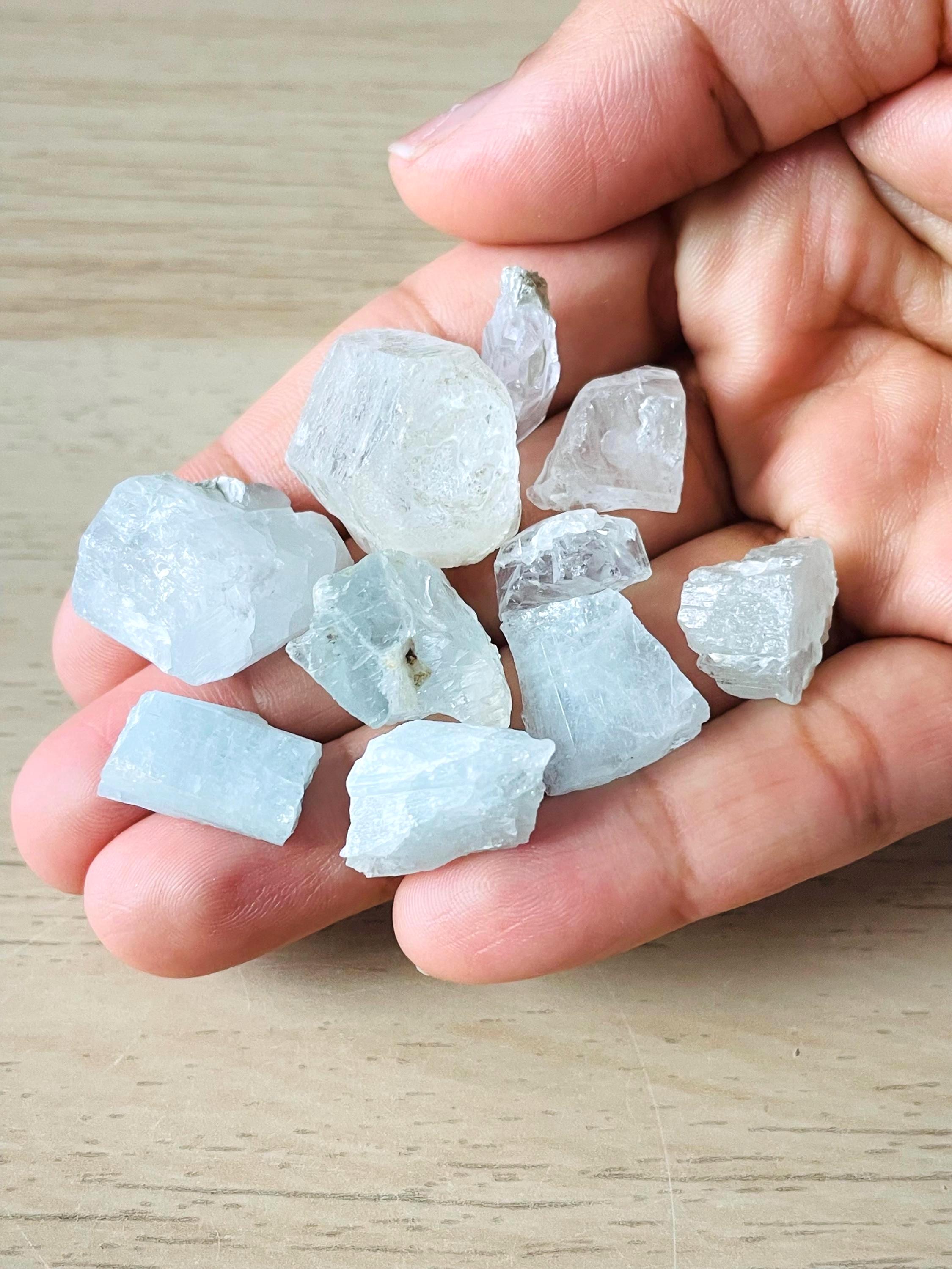 Raw Aquamarine Crystals (29.7g) Rough Aquamarine Stones, Clear Blue Natural Gemstone Raw Crystals