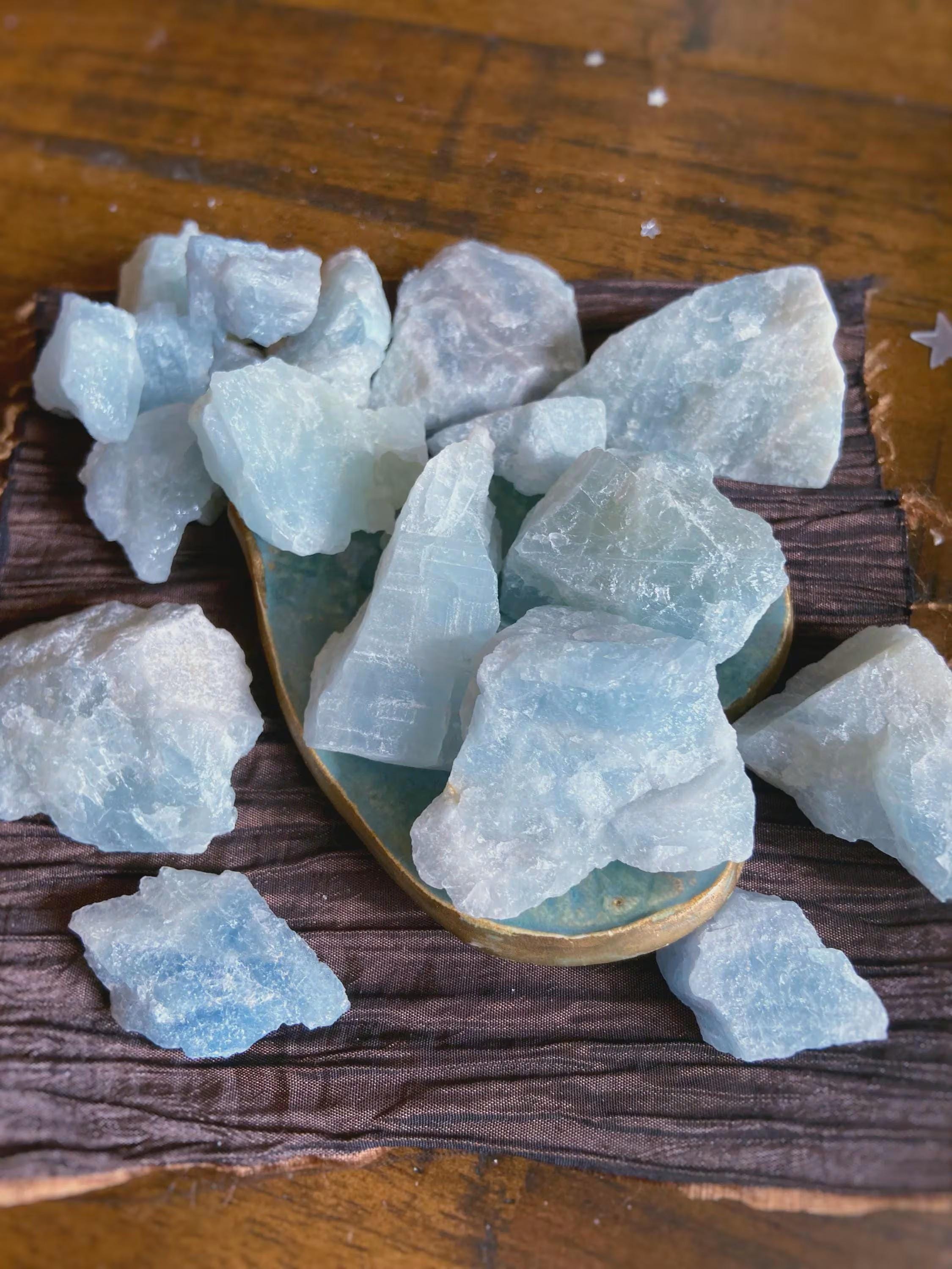 Raw Aquamarine Crystals, Rough Healing Crystals, Tranquility, Intuitively Chosen