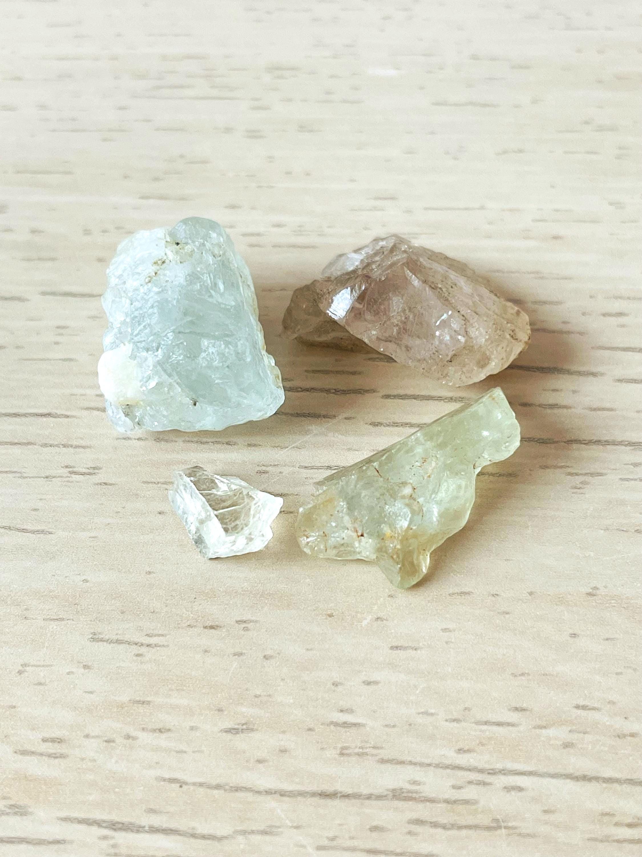 Raw Mixed Color Aquamarine Crystal Set (10.4g) Rough Aquamarine Stones, Clear Based Natural Gemstone Raw Crystals