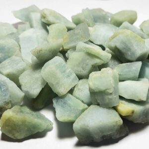Natural Milky Aquamarine Rough Gemstone: Unpolished Crystal Specimens