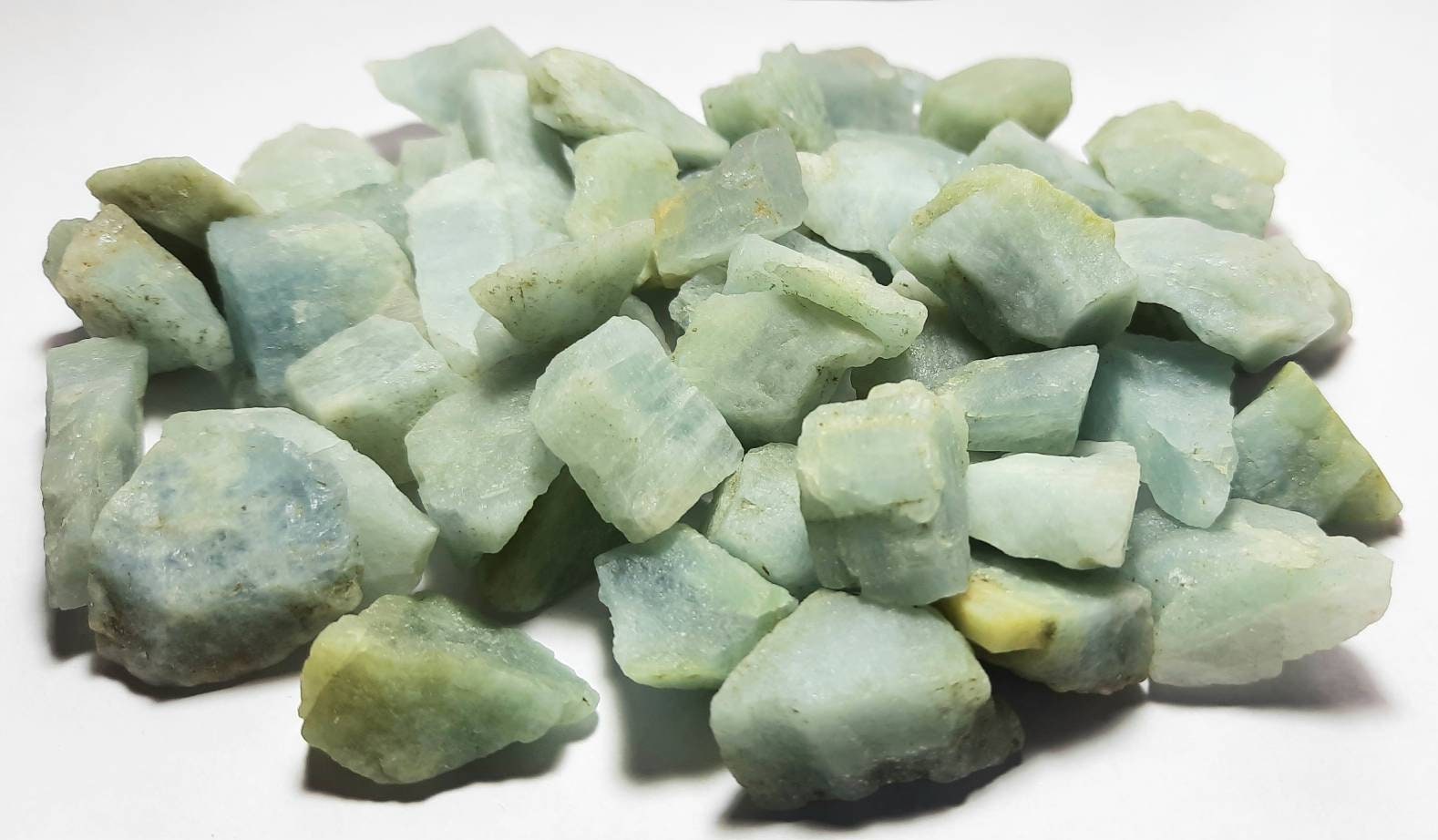 Natural Milky Aquamarine Rough Gemstone: Unpolished Crystal Specimens