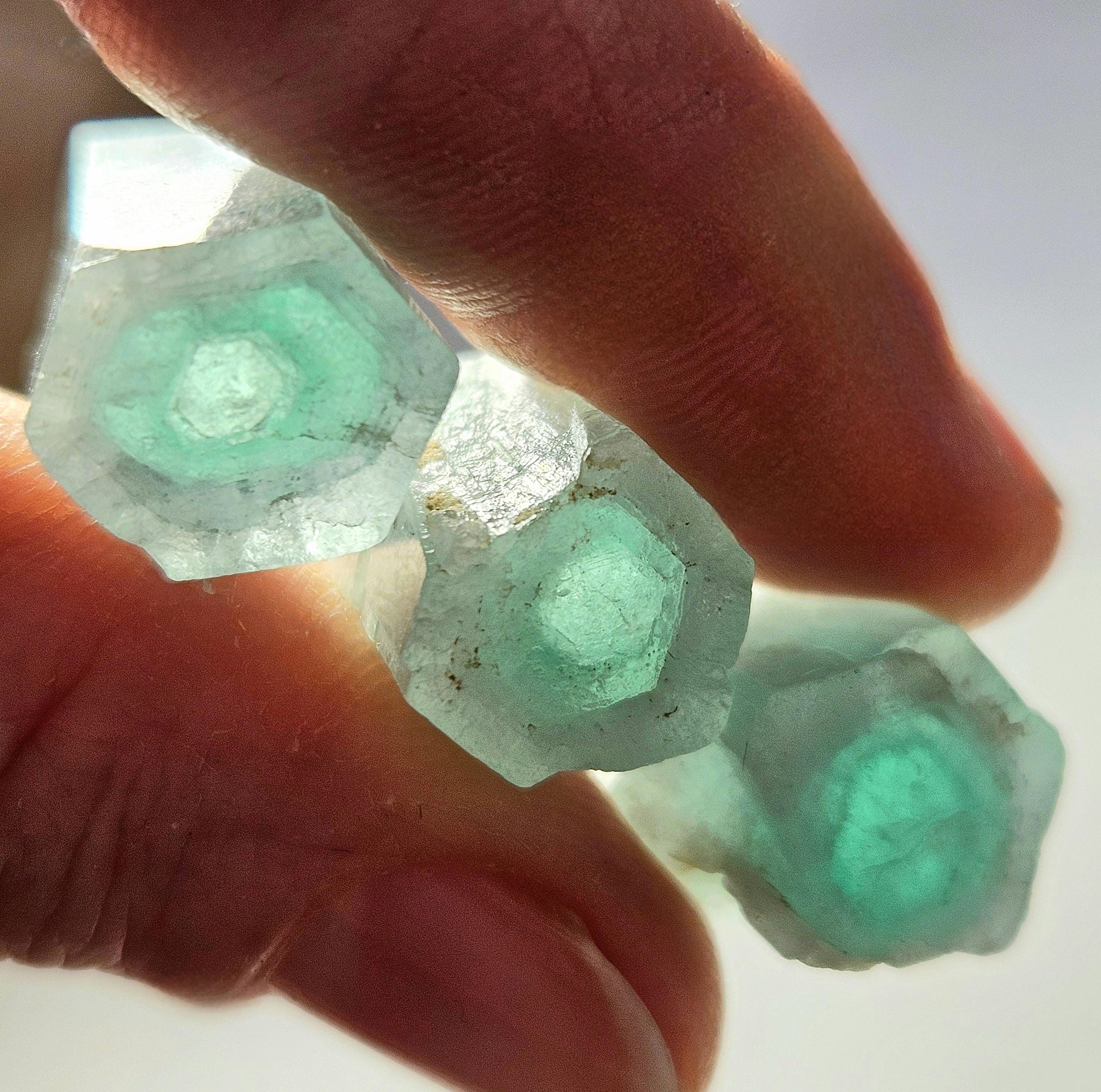 Phantom Aquamarine Crystals - Nigerian Aquamarine - Bicolor Raw Aquamarine - Aquamarine Stone - Aquamarine Crystal - Natural Aquamarine