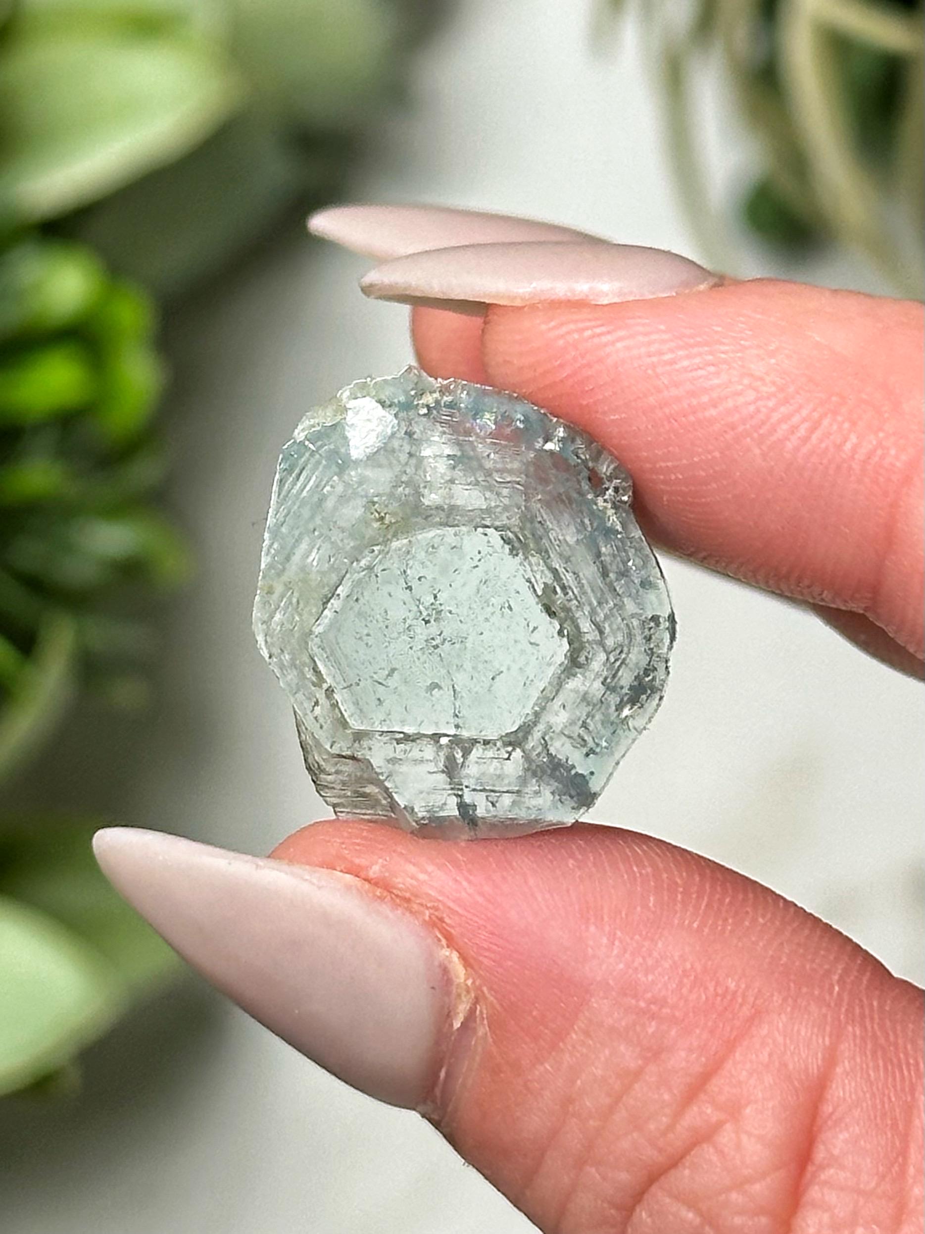 Aquamarine Slice | 2g | - #5 (raw Blue Crystal Specimen, Throat Chakra, Healing Stone, Peace)