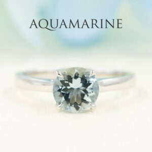 14k White Gold Aquamarine Engagement Ring: 1.3ct Solitaire