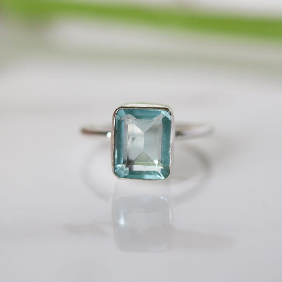 Aquamarine Ring: 925 Sterling Silver, March Birthstone