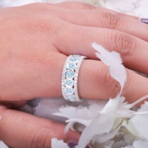 Aquamarine Engagement Ring: 14K Gold Promise Ring, Anniversary Gift Aquamarine Engagement Ring: 14K Gold Promise Ring, Anniversary Gift