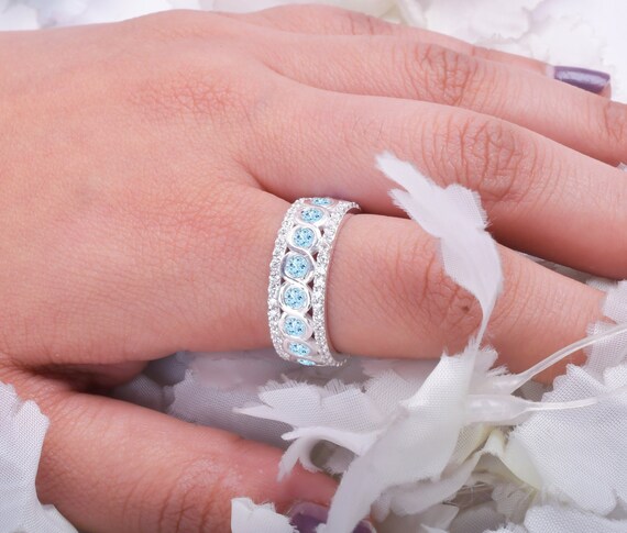 Aquamarine Engagement Ring: 14k Gold Promise Ring, Anniversary Gift