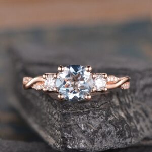 Aquamarine Engagement Ring Rose Gold Infinity Three Stone Twist Diamond Half Eternity Ring Bridal Women Promise Ring Anniversary Moissanite Aquamarine Engagement Ring Rose Gold Infinity Three Stone Twist Diamond Half Eternity Ring Bridal Women Promise Ring Anniversary Moissanite