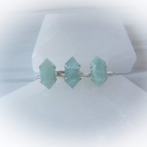 Gemstone Point Ring Sterling Silver • Aquamarine Point Ring • Sterling Silver Gemstone Point Ring • Healing Gemstone Point Ring