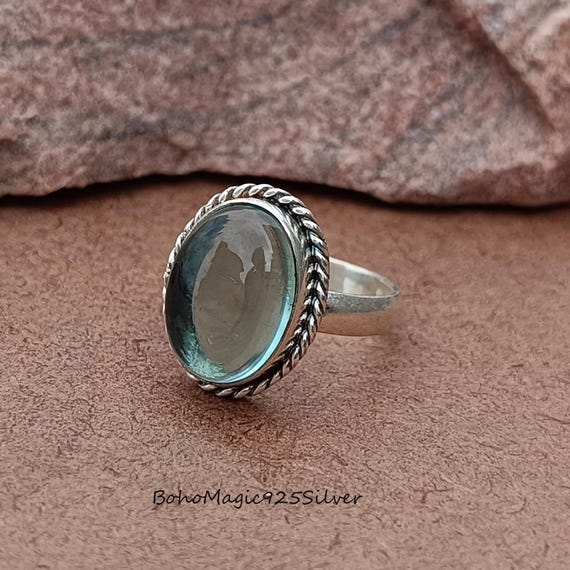 Handmade Aquamarine Ring: 925 Sterling Silver Bohemian Jewelry