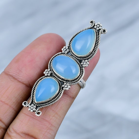 Aquamarine Ring Jewelry-handmade Silver Ring-925 Sterling Silver Ring-aquamarine Jewelry-halloween Ring-big Ring-christmas Gift-gift For Her