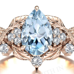 Natural Aquamarine Engagement Ring Tree Texture Style Ring For Women Branch Texture Aquamarine Wedding Ring Art Deco Leaf Style Bridal Ring Natural Aquamarine Engagement Ring Tree Texture Style Ring For Women Branch Texture Aquamarine Wedding Ring Art Deco Leaf Style Bridal Ring