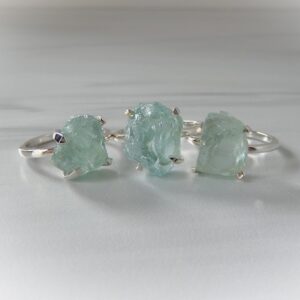 Aquamarine Rings Sterling Silver • Adjustable Silver Aquamarine Rings • Sterling Raw Aquamarine Ring • March Birthstone • Healing Crystal