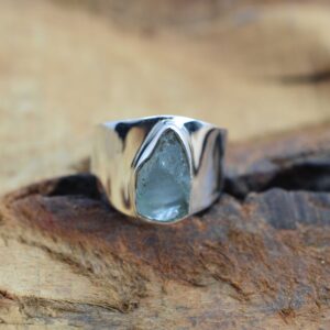 Rough Aquamarine 925 Sterling Silver Natural Aquamarine Jewelry Ring