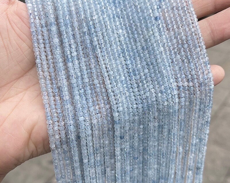 2x3mm Natural Aquamarine Rondelle Beads,abacus Aquamarine Beads Wholesale Supply,one Strand 15",rondelle Beads