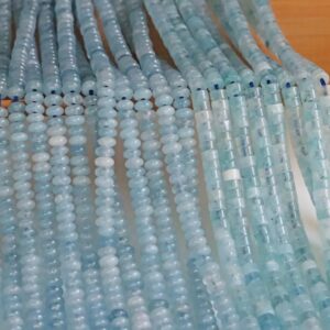 2×4mm Natural Aquamarine Rondelle Spacer Loose Beads,diy Handmade Jewelry Making Beaded Accessories,15 Inches One Starand 2×4mm Natural Aquamarine Rondelle Spacer Loose Beads,diy Handmade Jewelry Making Beaded Accessories,15 Inches One Starand