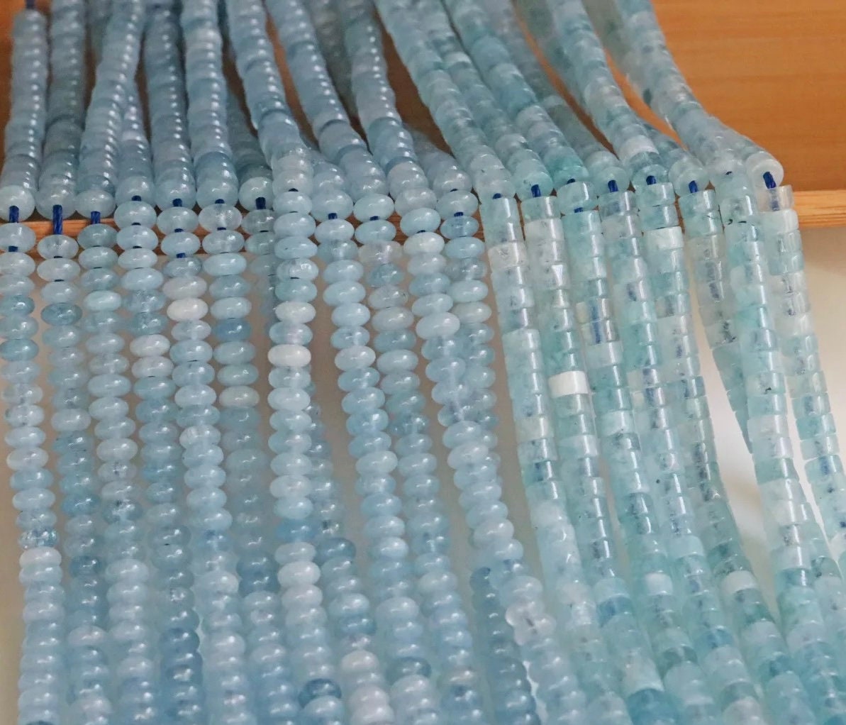 2×4mm Natural Aquamarine Rondelle Spacer Loose Beads,diy Handmade Jewelry Making Beaded Accessories,15 Inches One Starand 2×4mm Natural Aquamarine Rondelle Spacer Loose Beads,diy Handmade Jewelry Making Beaded Accessories,15 Inches One Starand