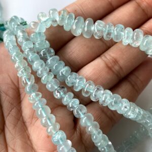 5mm to 8mm Blue Smooth Aquamarine Rondelle Beads, Natural Blue Aquamarine Gemstone Beads, Sold As 18 Inch Strand, GDS2275/35 5mm to 8mm Blue Smooth Aquamarine Rondelle Beads, Natural Blue Aquamarine Gemstone Beads, Sold As 18 Inch Strand, GDS2275/35