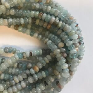 Aquamarine 6x3mm Smooth Rondelle Natural Gemstone Bead-15.5 inch strand