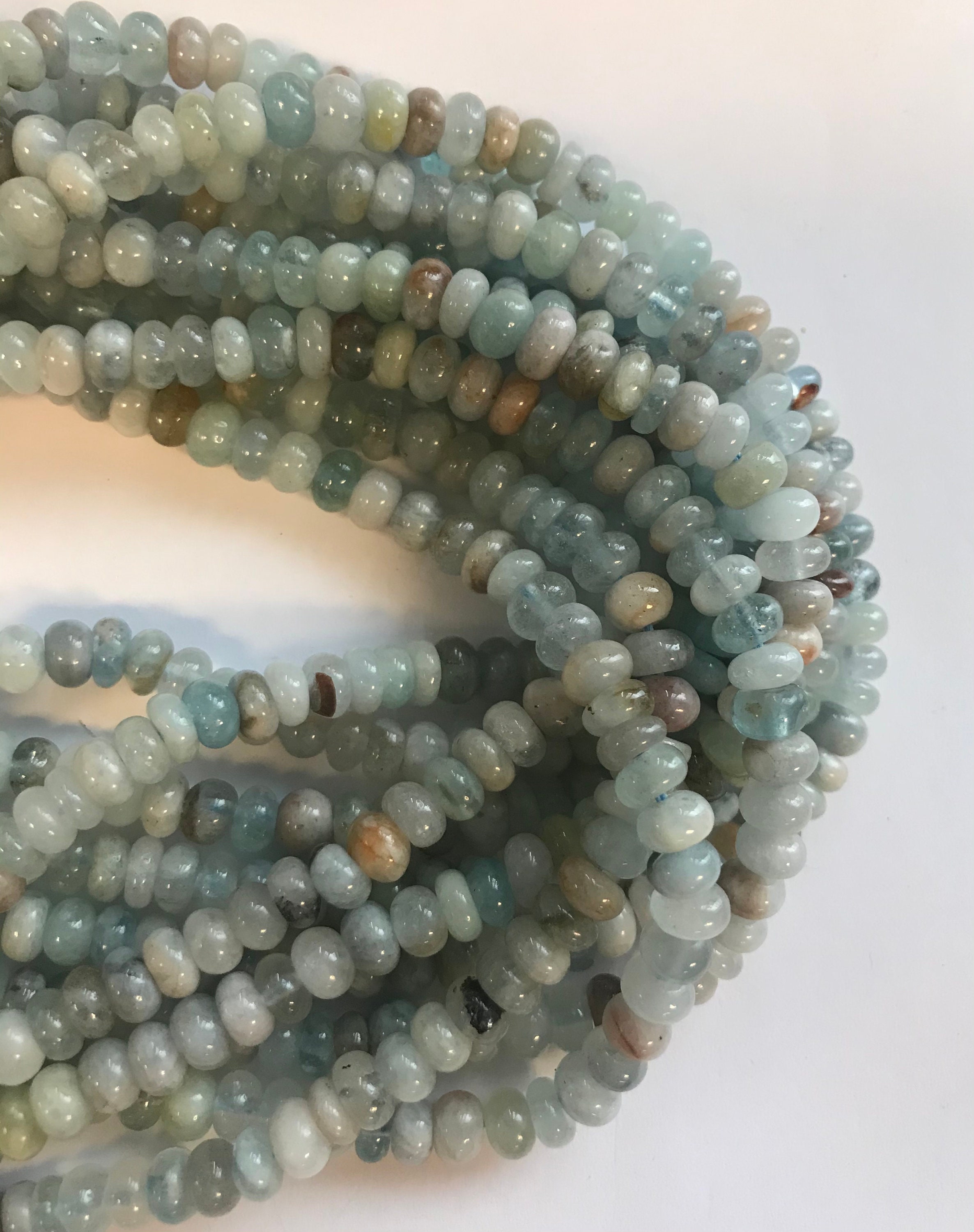 Aquamarine 6x3mm Smooth Rondelle Natural Gemstone Bead-15.5 Inch Strand