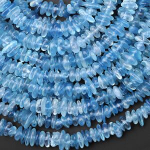 Aaa Natural Santa Maria Blue Aquamarine Freeform Rondelle Center Drilled Beads 15.5" Strand Aaa Natural Santa Maria Blue Aquamarine Freeform Rondelle Center Drilled Beads 15.5" Strand