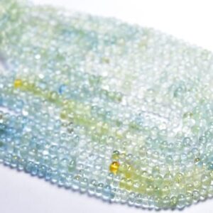 Aquamarine Rondelle Beads - 15.5 inches - Beautiful Natural Smooth Multi Aquamarine Rondelle - Size is 3.5-4 mm #1900 Aquamarine Rondelle Beads - 15.5 inches - Beautiful Natural Smooth Multi Aquamarine Rondelle - Size is 3.5-4 mm #1900