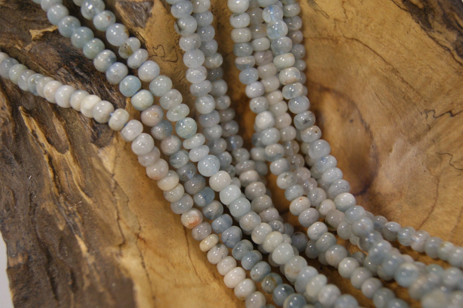 Aquamarine Beads Natural Rondelle-6x4mm -15.5 Inch Strand- Aquamarine Beads Natural Rondelle-6x4mm -15.5 Inch Strand-
