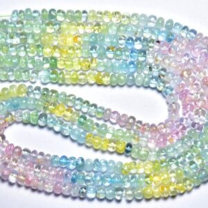 Multi Aquamarine Rondelle Beads - 17 inches - Natural Beautiful Smooth Aquamarine Rondelle - Size is 5 - 5.5 mm #2852 Multi Aquamarine Rondelle Beads - 17 inches - Natural Beautiful Smooth Aquamarine Rondelle - Size is 5 - 5.5 mm #2852