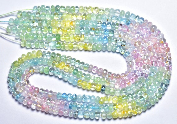 Multi Aquamarine Rondelle Beads - 17 Inches - Natural Beautiful Smooth Aquamarine Rondelle - Size Is 5 - 5.5 Mm #2852