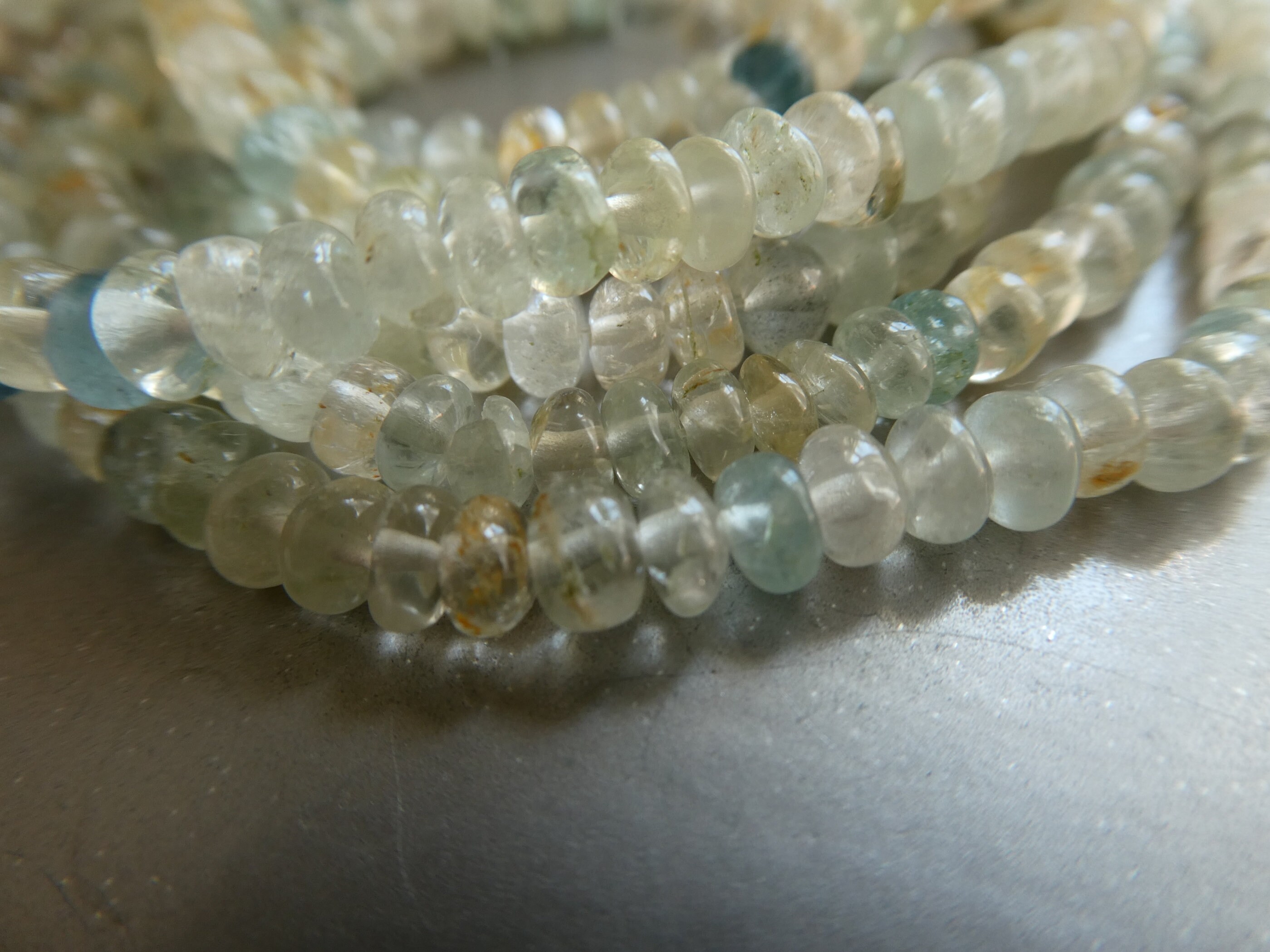 Multi Aquamarine Rondelle Smooth 5mm Beads- 6in Strand Gemstone -jewelry Making- Craft Natural Beads