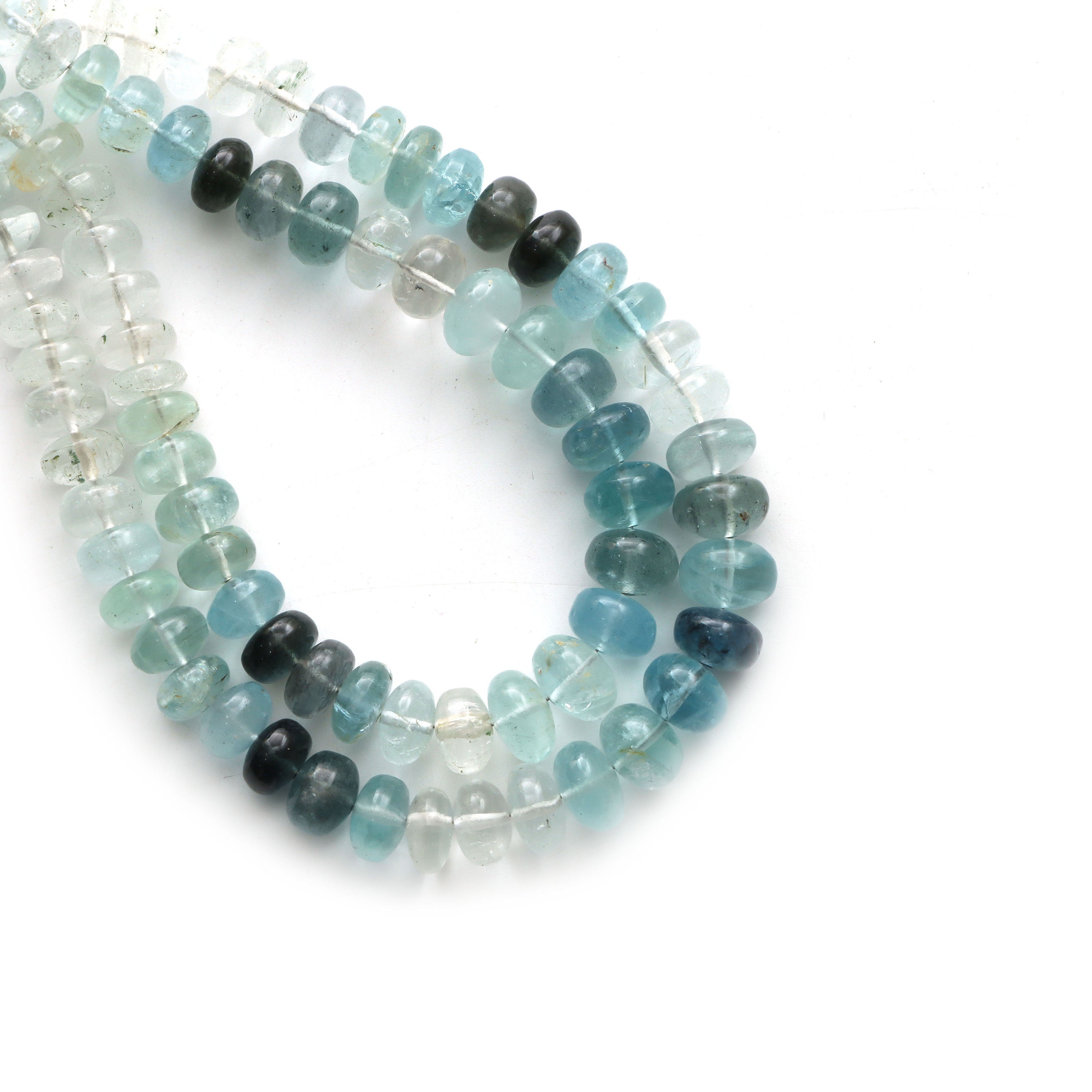 Multi Aquamarine Smooth Rondelle Beads, 7.5 Mm To 9 Mm, Multi Color Aquamarine Beads, Plain Aquamarine Beads, 18 Inches, Price Per Strand