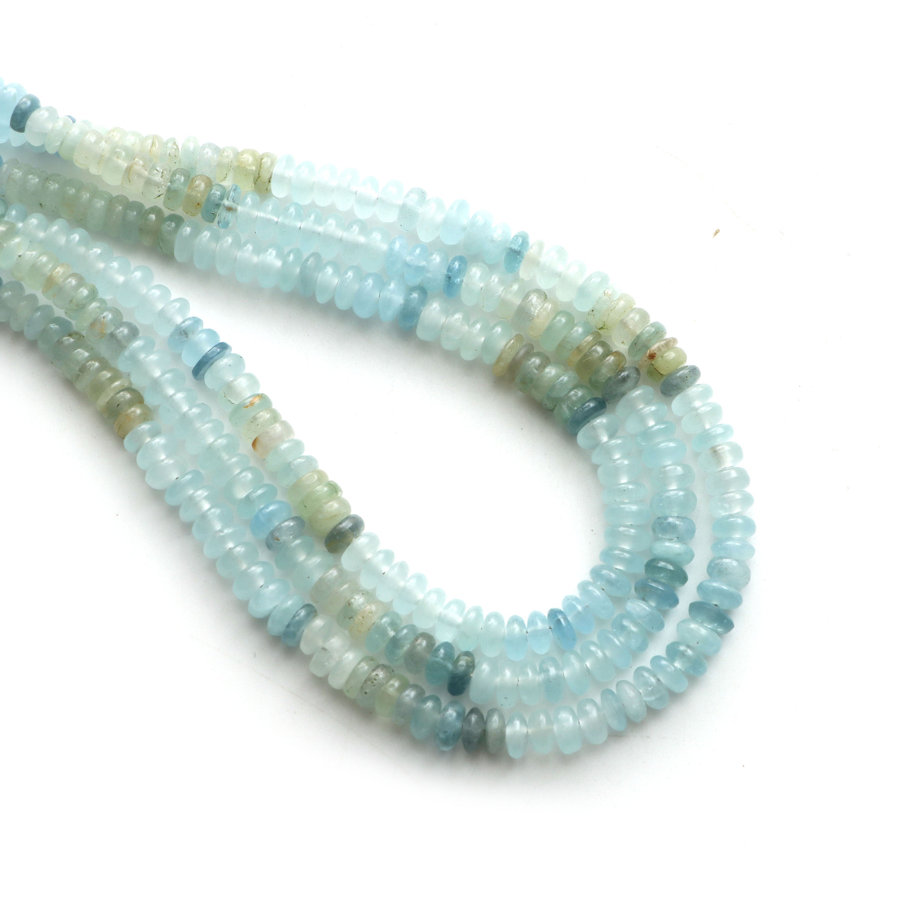 Multi Aquamarine Smooth Rondelle Beads, 4 Mm To 5 Mm, Aquamarine Jewelry Making Beads, Plain Aquamarine Beads, 18 Inches, Price Per Strand